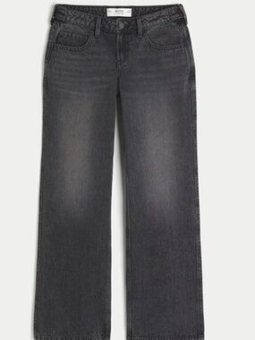 HOLLISTER Andi Adjustable Low Rise Wide Leg Jeans - Black Wash